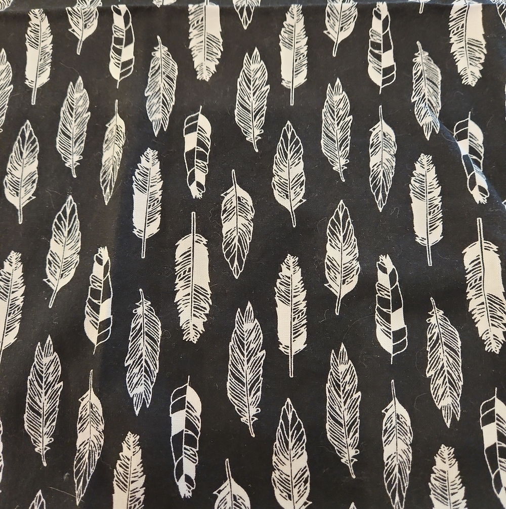 Fabric Piece Feather Print - Black & White 11x14